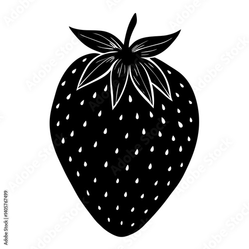 Strawberry vector silhouette illustration suitable for bakery branding, jam jar labels, t-shirt graphics, and home kitchen signs.