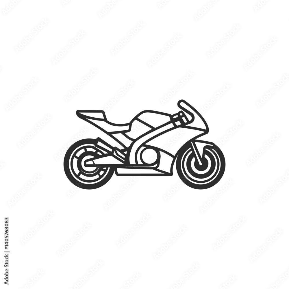 Fototapeta premium Sportbike Outline Drawing on Transparent Background, Motorcycle Icon Style