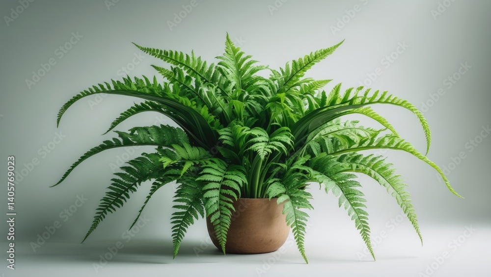Obraz premium Potted fern. Indoor green plant. set against a white backdrop