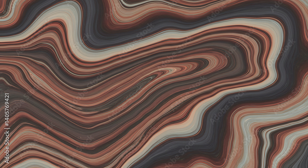 Obraz premium Swirling Earth Tones: Abstract Liquid Marble Texture AI Generated