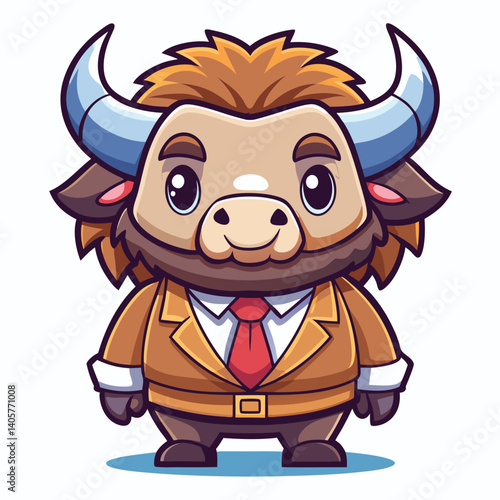 Cute cartoon ox in business suit