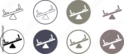  Minimalist Seesaw Icons in Neutral and Monochrome Tones – Playground Symbol Collection