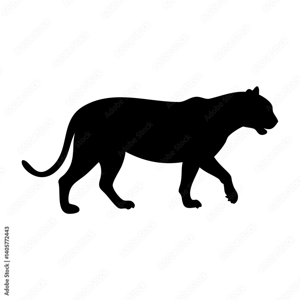 High-Quality Leopard Silhouette Vector in Black on Clear Transparent Background High-Quality Leopard Silhouette Vector in Black on Clear Transparent Background