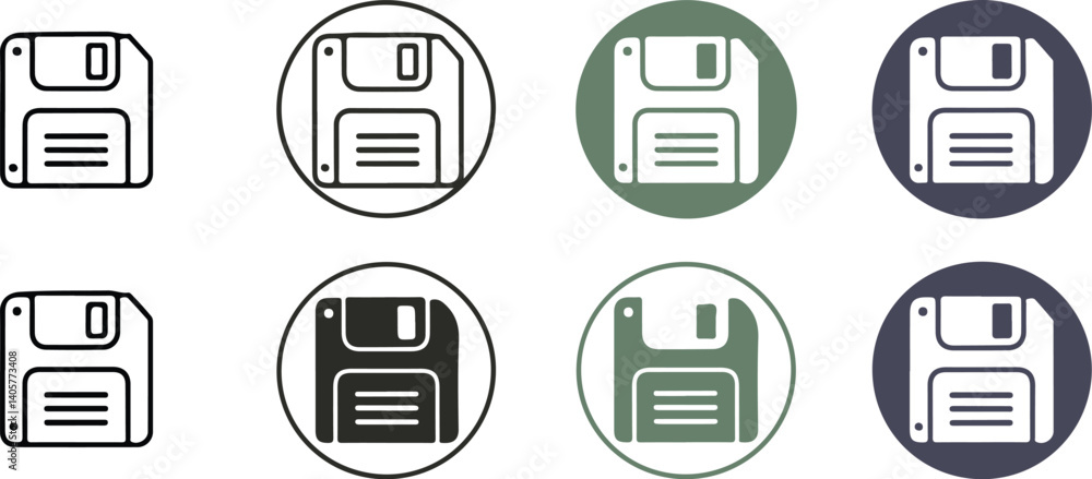 Classic Diskette Icon Collection - Retro Technology Vector Classic Diskette Icon Collection - Retro Technology Vector
