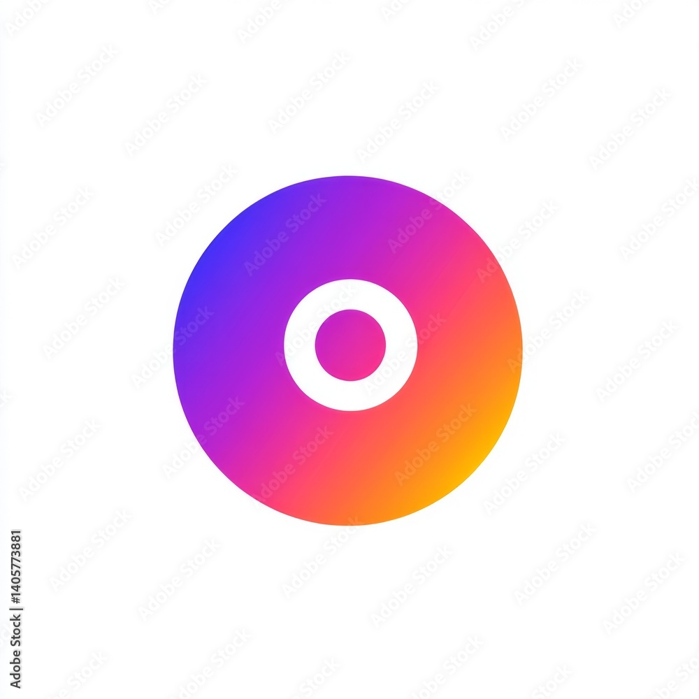 Colorful circle icon with a white center, vibrant gradient Colorful circle icon with a white center, vibrant gradient