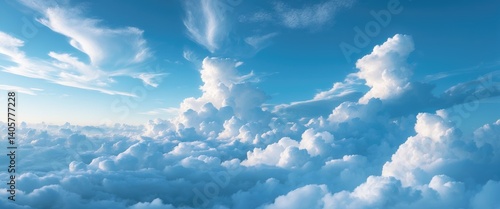 Cloudy light blue sky texture collage for background use.