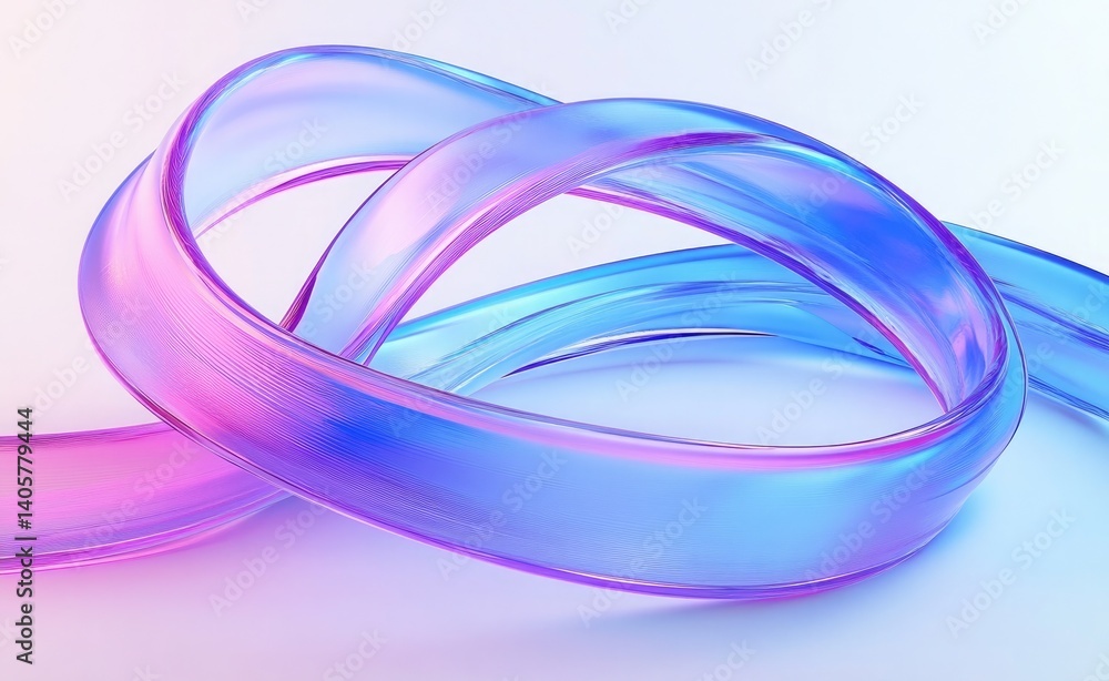 Abstract Blue and Purple Ribbon Loop, Transparent Iridescent Band, Translucent Ring Abstract Blue and Purple Ribbon Loop, Transparent Iridescent Band, Translucent Ring