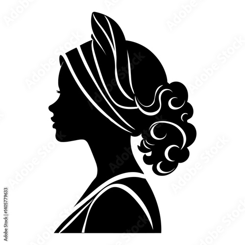 Silhouette of Black Woman in Side Profile with Natural Hair Celebrating Beauty, Identity, Culture, and Feminine Confidence in a Bold and Elegant Vector Style