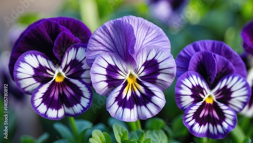 Obraz na płótnie Detailed view of a purple viola plant w salonie