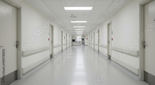 Wallpaper Mural Empty Hospital Corridor: Awaiting Hope AI Generated Torontodigital.ca