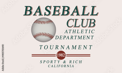 California Baseball Club Athletic Department sporty and Rich typography slogan with college varsity print for graphic tee t-shirt or sweatshirt.