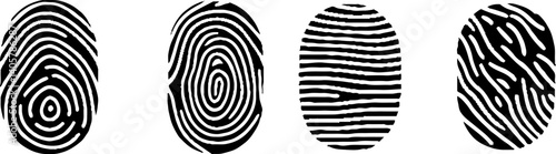 Digital fingerprint, finger print fingerprint lock secure security logo vector icon illustration. 