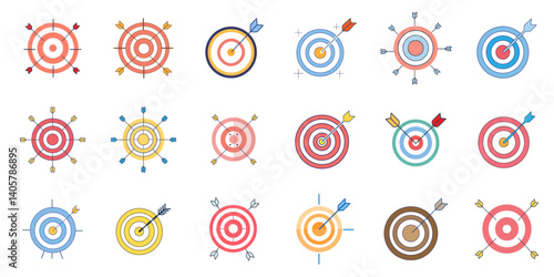 Vector set of target icons. goal icon,A simple target with an arrow,bullseye