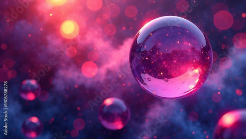 Big bubble on vibrant electric color wavy shape abstract wallpaper