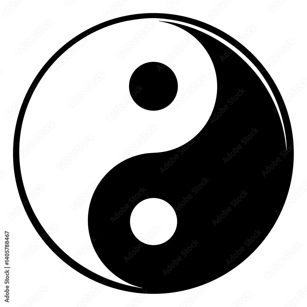 Yin Yang Symbol Icon in Balanced Composition Yin Yang Symbol Icon in Balanced Composition