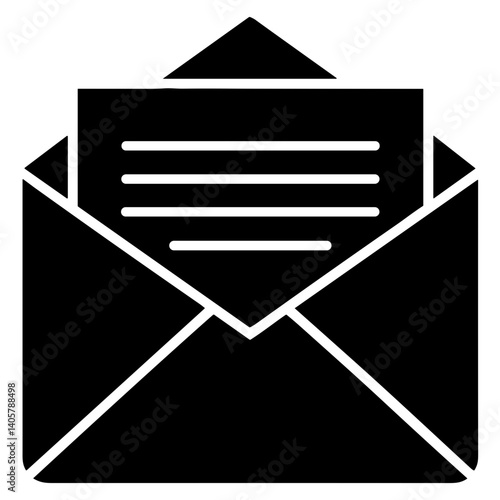 Envelope icon with letter inside on white background  
