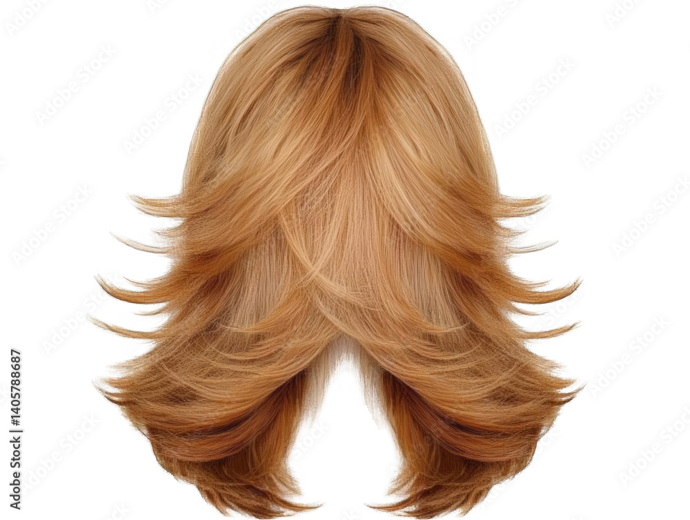 Naklejka premium Realistic Brown Layered Hairstyle with Transparent Background Isolated