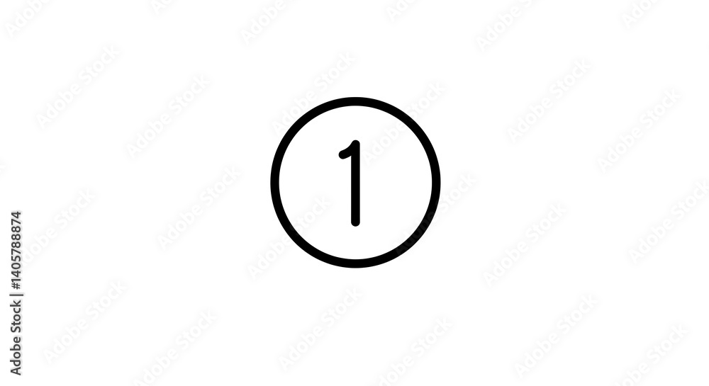 A simple graphic element featuring the number one (1) encased within a circular outline, ideal for visual organization. A simple graphic element featuring the number one (1) encased within a circular outline, ideal for visual organization.