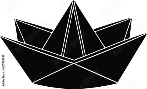 Paper Boat Silhouette Vector | Origami, Water, & Childhood Fun Icon