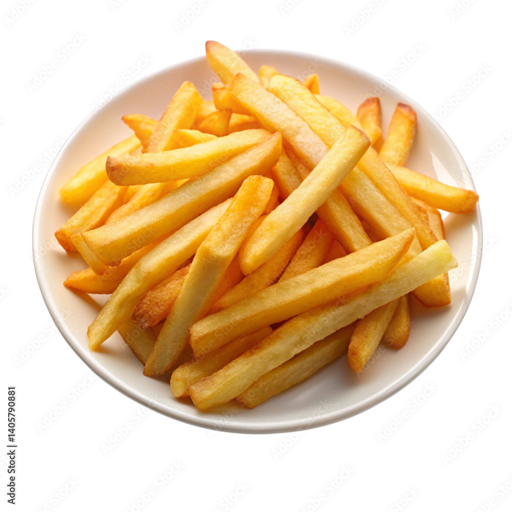 Plate of classic French fries with a crispy texture and golden color, ideal for snack, side dish, or comfort food concepts. Plate of classic French fries with a crispy texture and golden color, ideal for snack, side dish, or comfort food concepts.