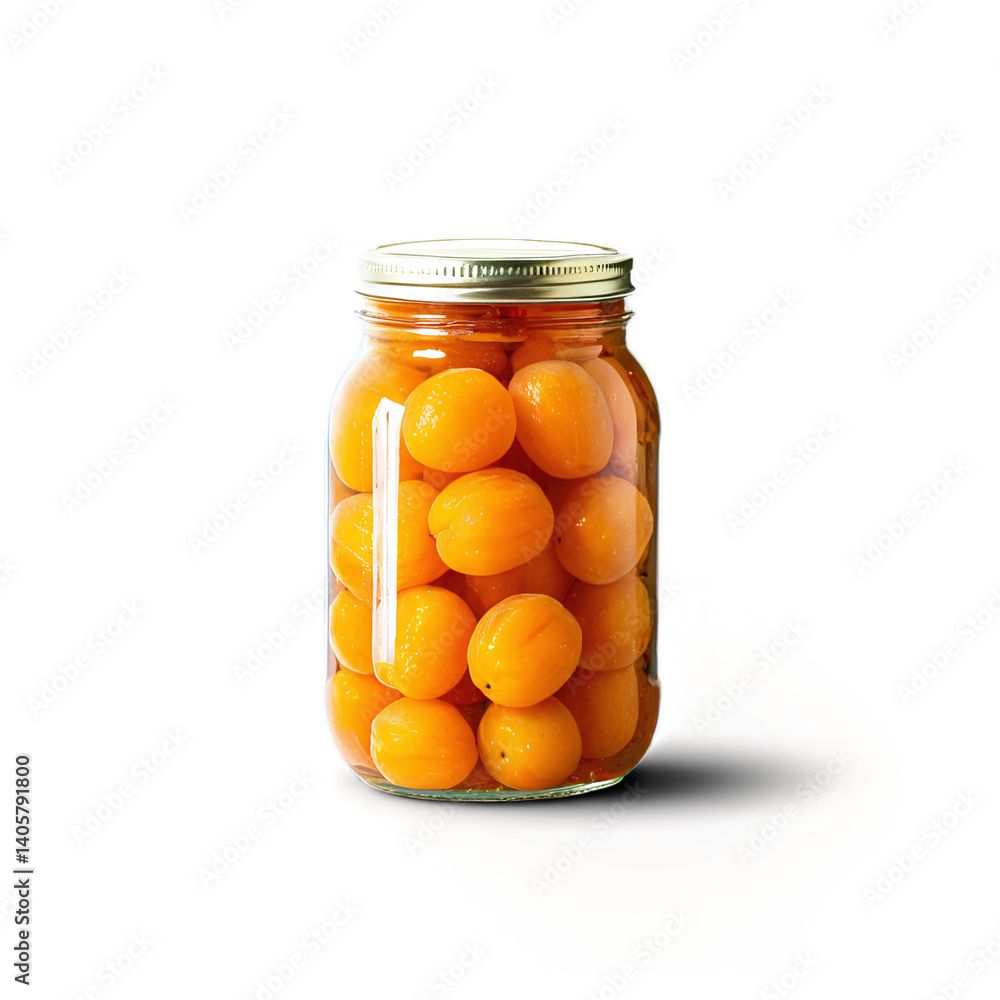 jar of whole pickled sweet Apricot isolated on transparent background jar of whole pickled sweet Apricot isolated on transparent background