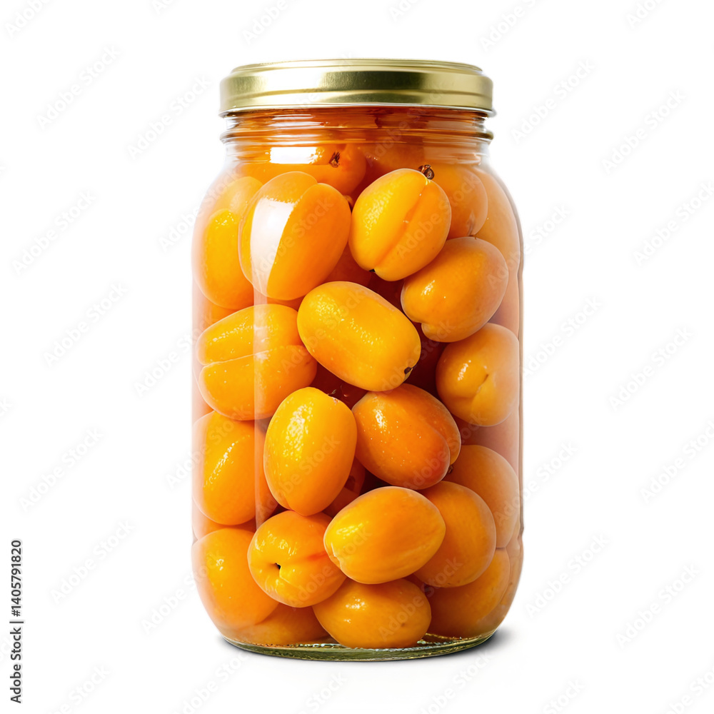 jar of whole pickled sweet Apricot isolated on transparent background jar of whole pickled sweet Apricot isolated on transparent background