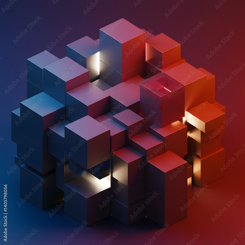 Obraz premium Abstract background hexagon pattern with glowing lights - Generative Ai