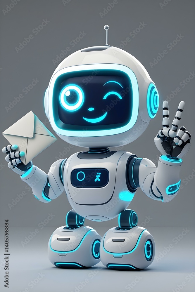 futuristic envelope robot character futuristic envelope robot character