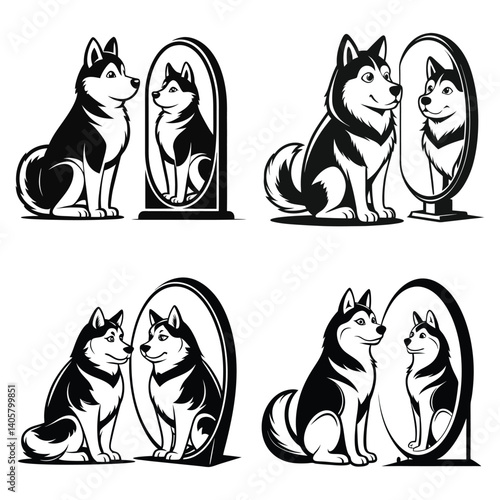 Alaskan Malamute dog sitting 