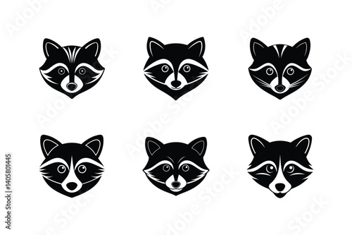 raccoon head mask pattern vector art silhouette