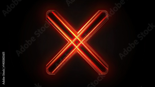 Glowing red X, bold design