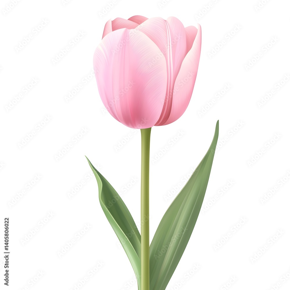 Beautiful pink tulip standing tall against a white background during a spring day in a floral garden setting for decoration and inspiration Beautiful pink tulip standing tall against a white background during a spring day in a floral garden setting for decoration and inspiration