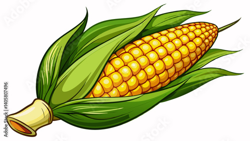 Single ear of corn isolated on white background