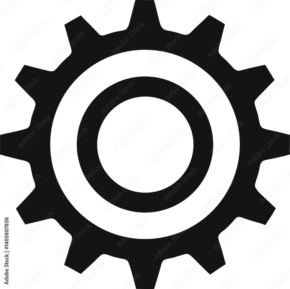 Simple Black And White Gear Icon With Cogwheel Design And Engineering Mechanics Technology Illustration Simple Black And White Gear Icon With Cogwheel Design And Engineering Mechanics Technology Illustration