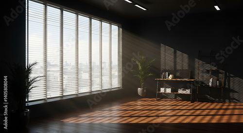 Wallpaper Mural Sunlit Minimalist Interior: Warm Wood, Deep Shadows AI Generated Torontodigital.ca