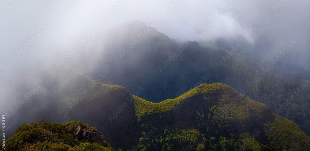 Fototapeta premium Madeira mountains in the mist