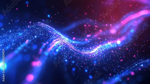 Abstract Cosmic Nebula: A Symphony of Blue and Pink Lights