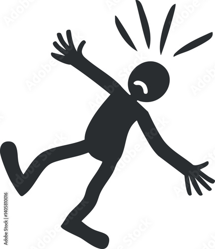 A playful illustration of a falling person expressing surprise and motion in a dynamic pose.