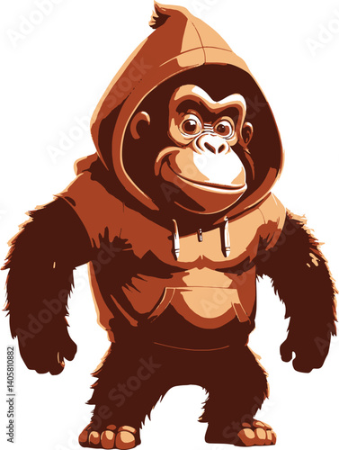 High-Definition Cartoon Gorilla Character with Confident and Friendly Stance