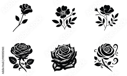 Elegant Rose Flower Silhouette Vector for Romantic and Nature Designs