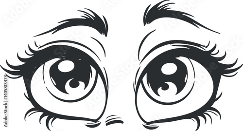 A stylized illustration of expressive eyes conveying emotion and beauty in a simplistic design.
