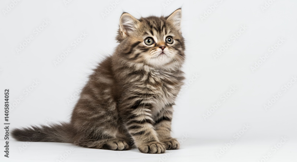 Obraz premium Cute tabby kitten looking up