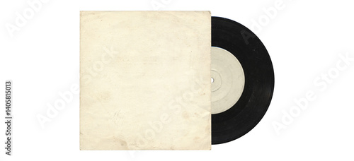 фотографія a 7 inch format vinyl record mockup isolated on transparent background, disc ins