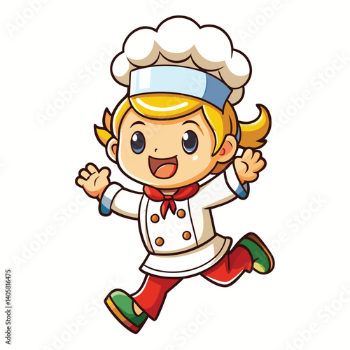 Happy cartoon chef running