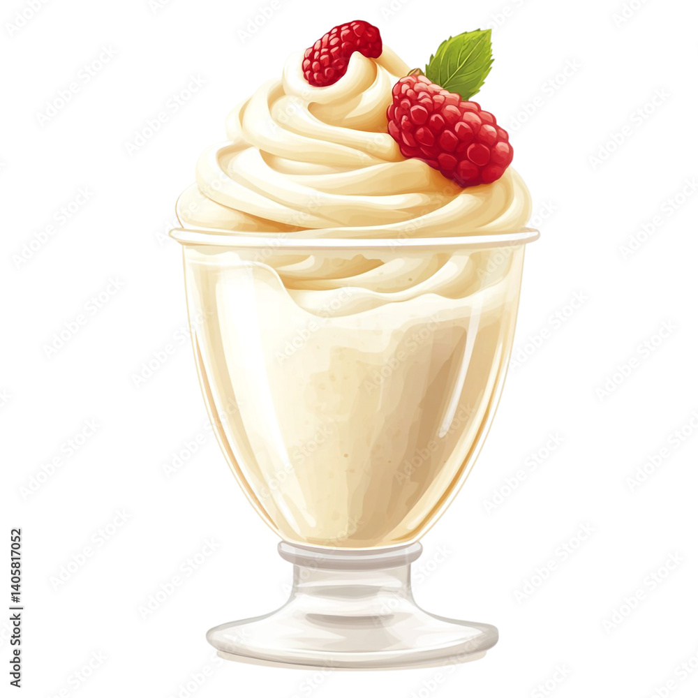 Creamy dessert delightful vanilla flavor topped with fresh raspberries sweet treat indulgence Creamy dessert delightful vanilla flavor topped with fresh raspberries sweet treat indulgence