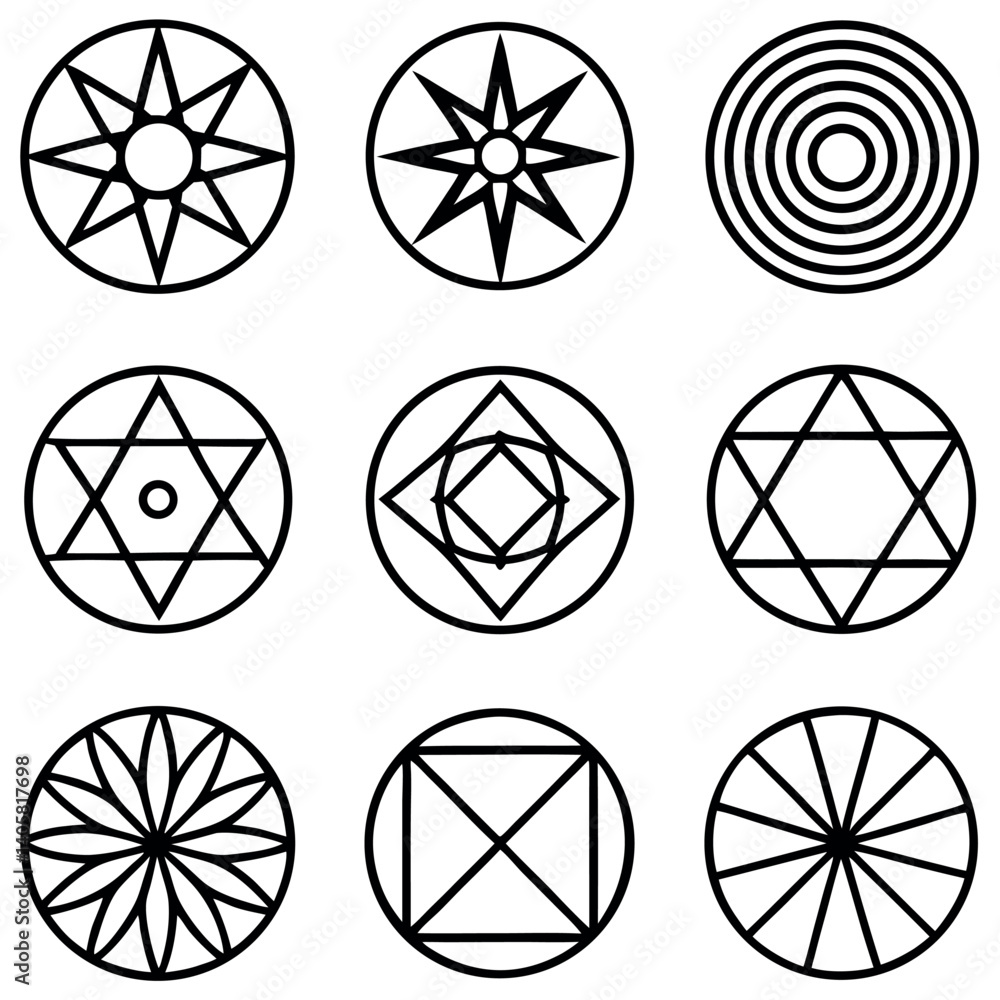 Geometric Circle Designs on a white background Geometric Circle Designs on a white background