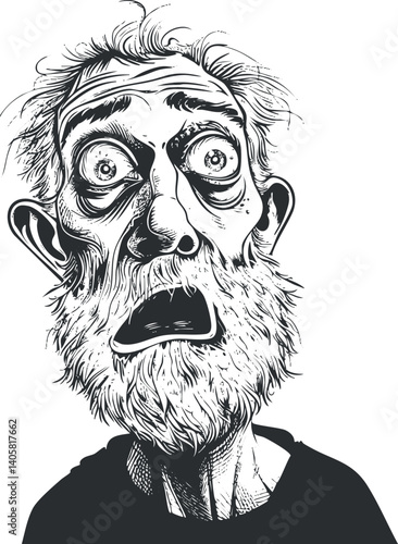 A surprised elderly man with a beard and shocked expression illustrated in a cartoon style.