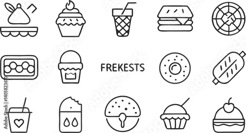 Frekests Food Icons Cupcakes, Burgers, Waffles, and More