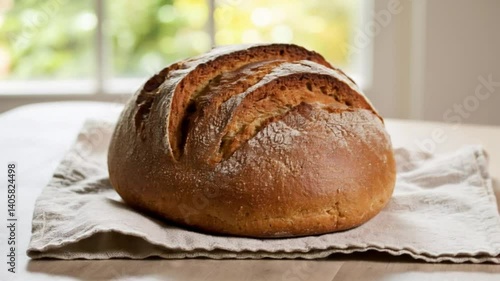 loaf of bread on wooden table