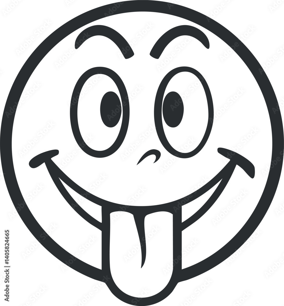 A playful smiling emoji with a tongue out expression conveying joy and humor.